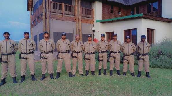 Officers advancing on a field tactics exercise